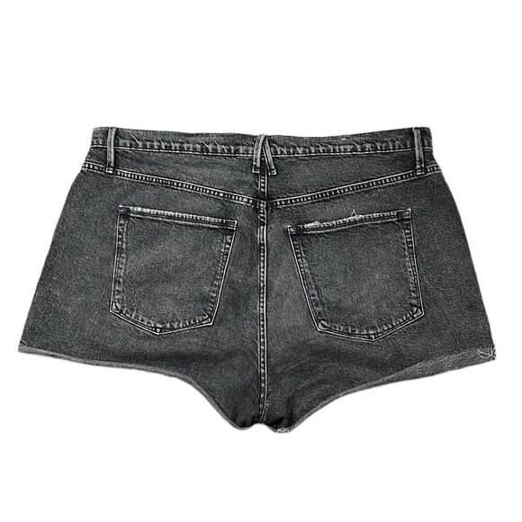 Good American Jean Shorts Woman’s Size 15 Black Denim Cut Off Raw Hem 3” Inseam - Picture 5 of 9